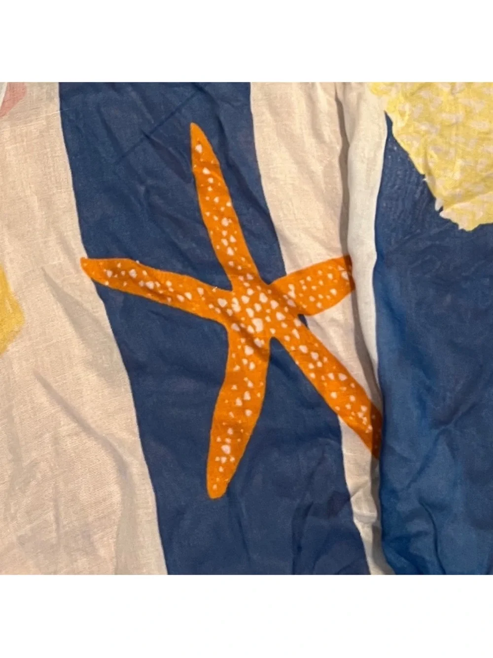 kate spade Blue White Beach Towel Summertime Theme Oblong Striped Scarf::NWT::